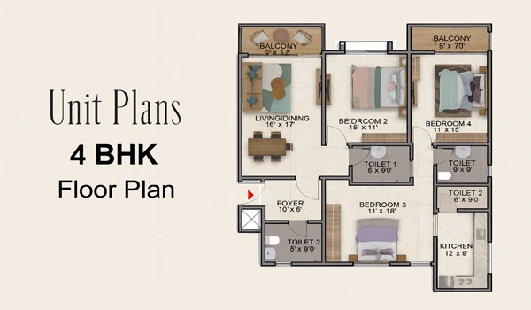 Floor Plan Variants Venkatesh Vanaya Floor Plan - 2, 3 and 4 BHK Configurations